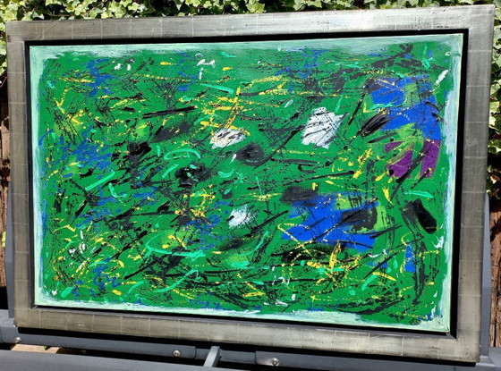 Image 1 of Andre van der Vossen - Abstrakte Komposition, Öl auf Leinwand (wunderschön gerahmt)