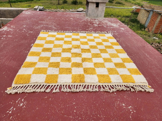 Tappeto Beni Ouarain a scacchiera 186x178 cm – Lana spessa – Motivo a scacchi ocra – Tappeti, Cotone (photo 4 of 9)