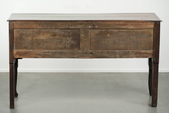 Image 1 of Beautifully sized antique 18th-century English oak dresser/sideboard with brass handles and beautiful colors.