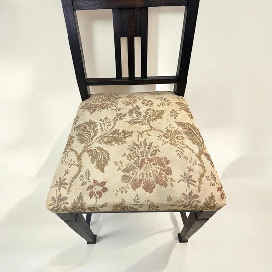Image 1 of Set di 5 sedie imbottite Art Nouveau/Art Déco - rovere tinto scuro con rivestimento originale