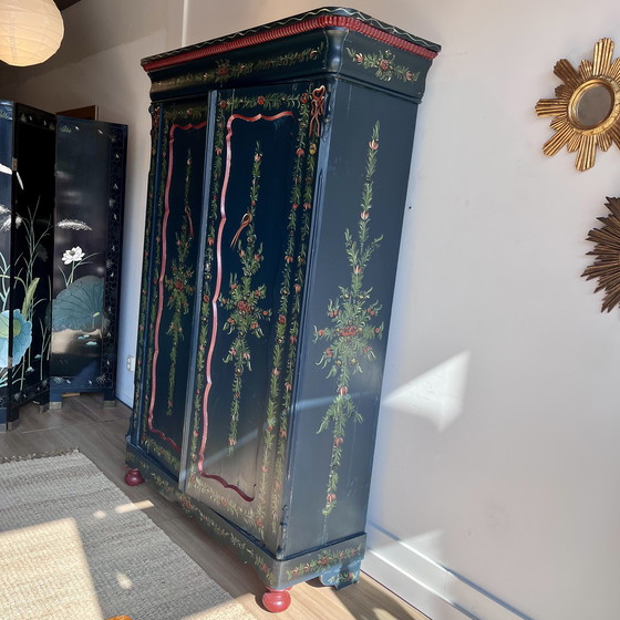 Image 1 of Antieke Biedermeier kast Hindelooper folklore schilderkunst