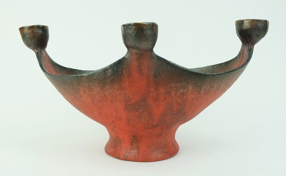 Image 1 of outstanding danish modern ceramic bowl with candle holders conny walther denmark 1960s 70s danish studio pottery