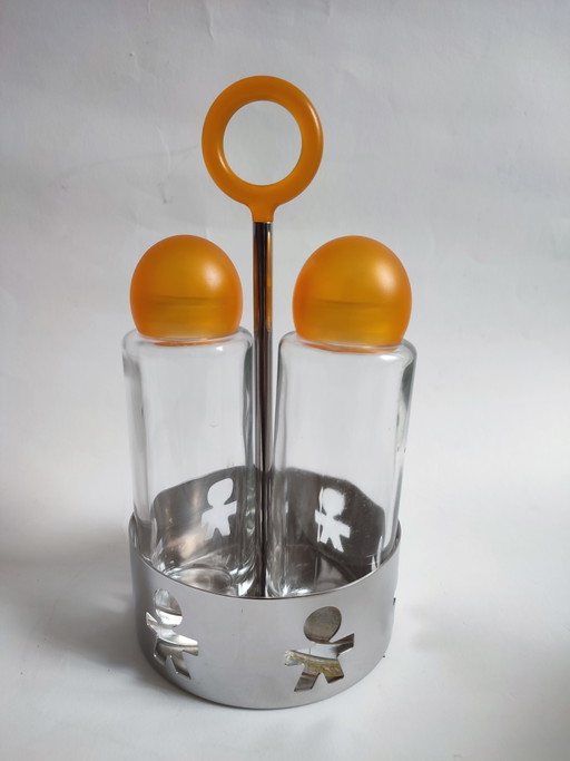 Alessi '80 Eighties Set Olio & Acetone Girotondo King Kong Gewürzset Orange Edelstahl Glas – tafelaccessoires, Plastic