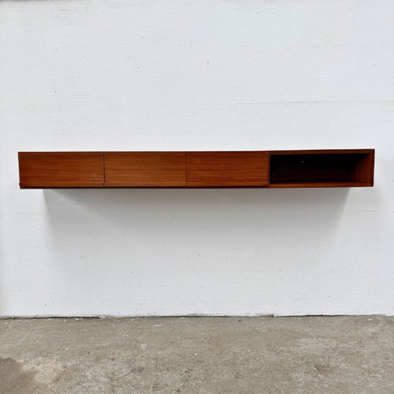 Teak Wall cabinet with drawers, Wood, Brown, Mid Century Modern (photo 4 of 7)