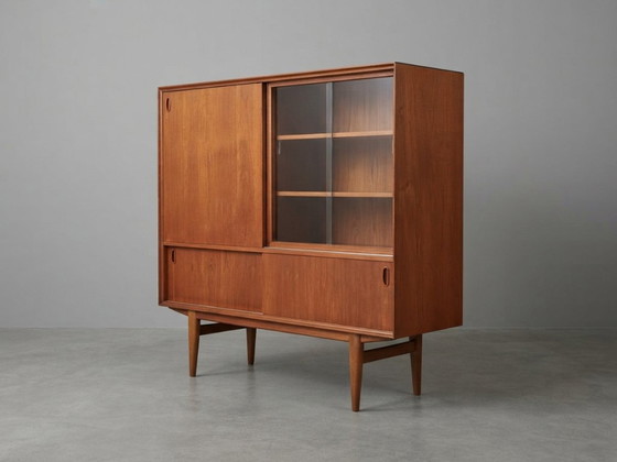 Oswald Vermaercke "Paola" Teak Highboard für V-Form, Belgien 1959 – Buffetschränke, Wood (photo 3 of 8)