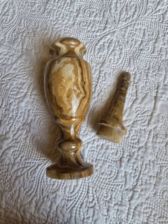 Vintage covered vase in veined marble onyx, 1960s-1980s – Stone (photo 5 of 5)