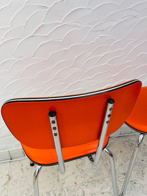 Set of 4 orange skai chairs