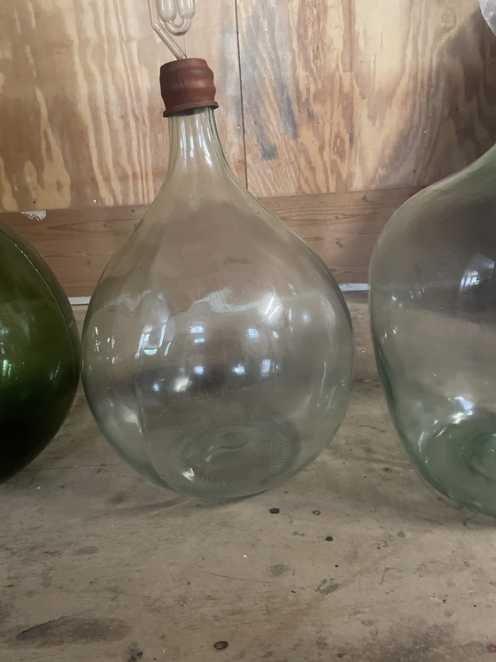 Antieke 2 groene en 2 witte gistingsflessen – Cadeaus, Glass, Plastic (photo 5 of 7)