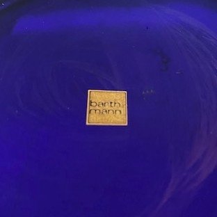 Image 1 of Vintage Barthman kobalt blauw schaal kristal gouden ring 1940's