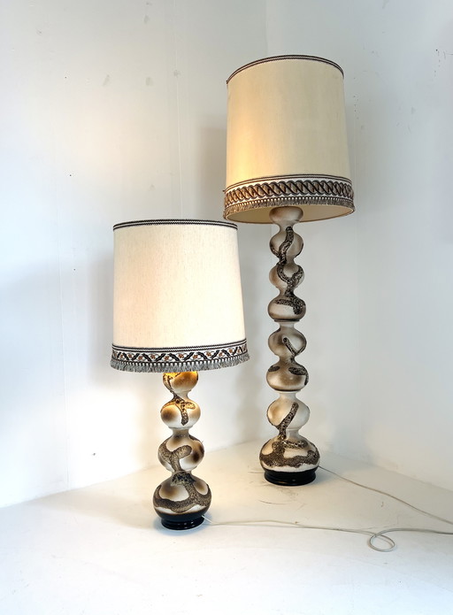 2x ceramic bubble floor lamp, Kaiser Leuchten '60