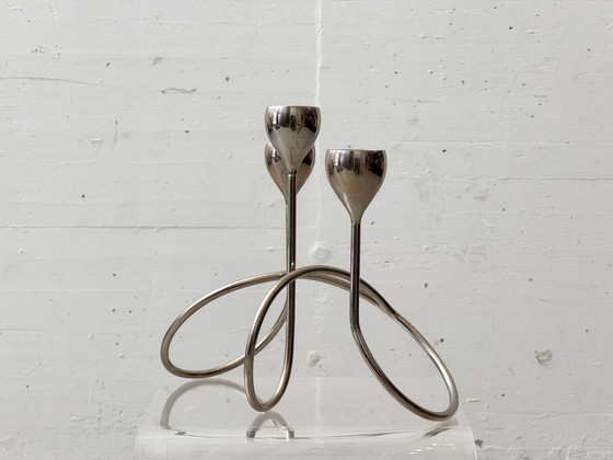 Image 1 of Bougeoir de style futuriste, forme organique en fil de fer, années 1970