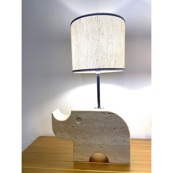 Image 1 of Vintage travertine rhinoceros table lamps by Mannelli Florence, Italy 1970