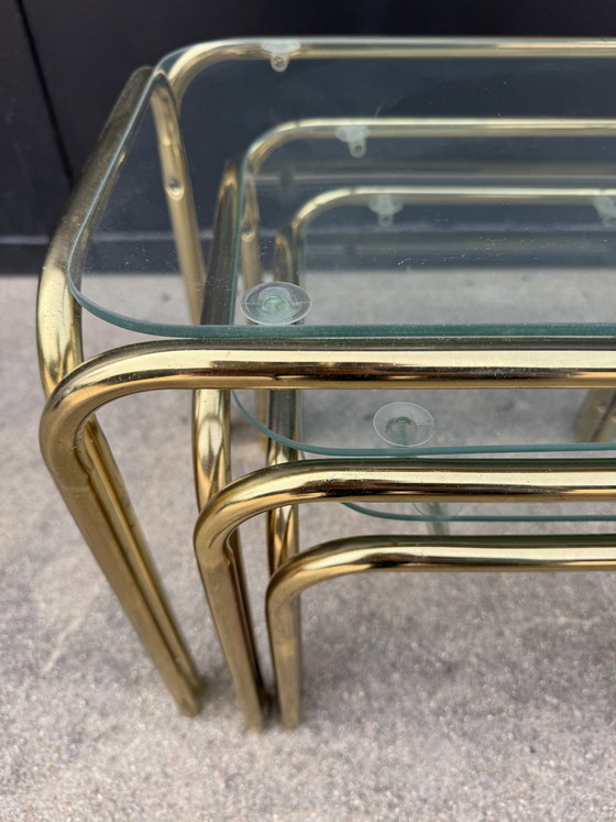 Image 1 of 1970s Gold Nesting Tables