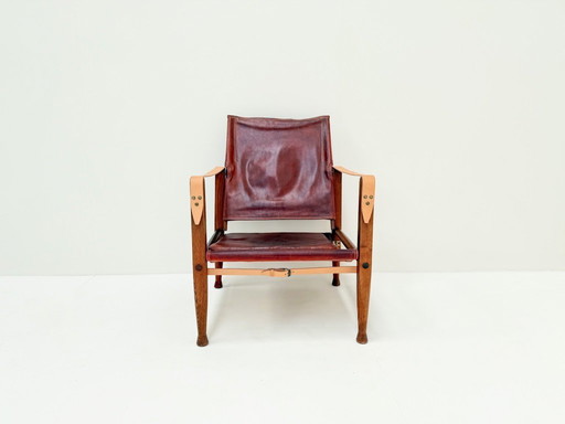 Vintage Kaare Klint voor Rud Rasmussen KK47000 Safari stoel in leer, Denemarken