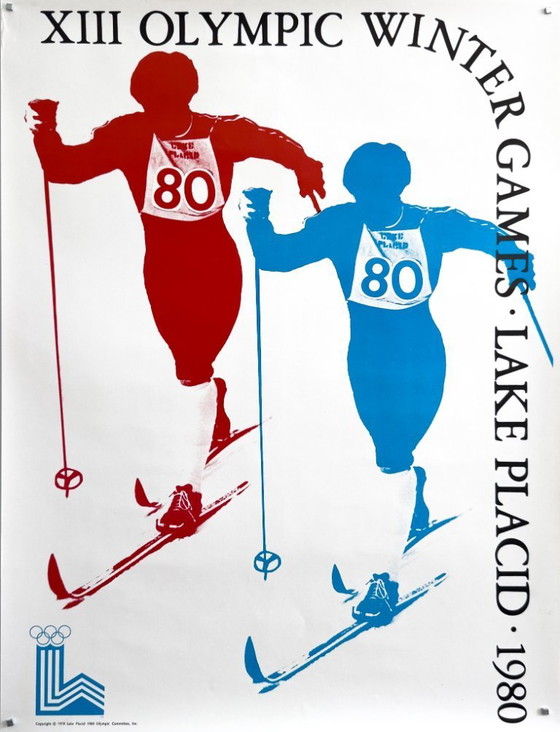 Image 1 of XIII Olympische Winterspelen - Lake Placid 1980 - Originele Langlauf Poster| 63 × 49 cm|USA