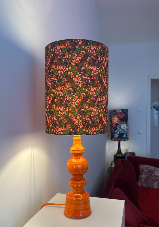 Image 1 of Tall vintage table lamp - 1970s - by Hustadt Leuchten - restored with a new shade