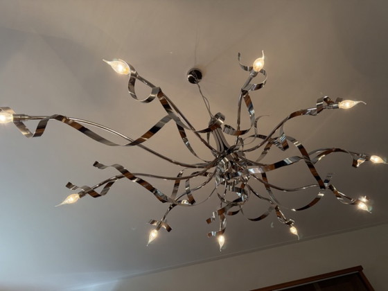 Lampe à suspension à 10 bras Jacco Maris Ruban Plié - Chrome – Plafonniers (photo 4 of 6)