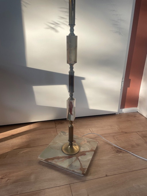 Vintage vloerlamp marmer, Onyx en messing 