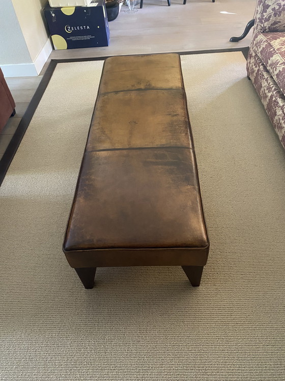 Image 1 of Vintage footstool three-compartment sheepskin