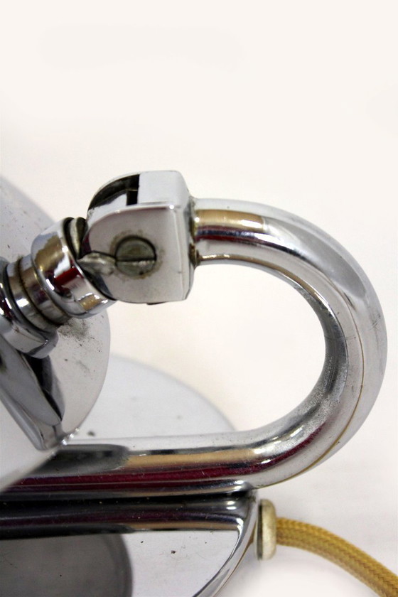 Image 1 of Bauhaus Style Chrome Bedside Table Lamps from Napako, Former Czechoslovakia, 1930s, Set of 2