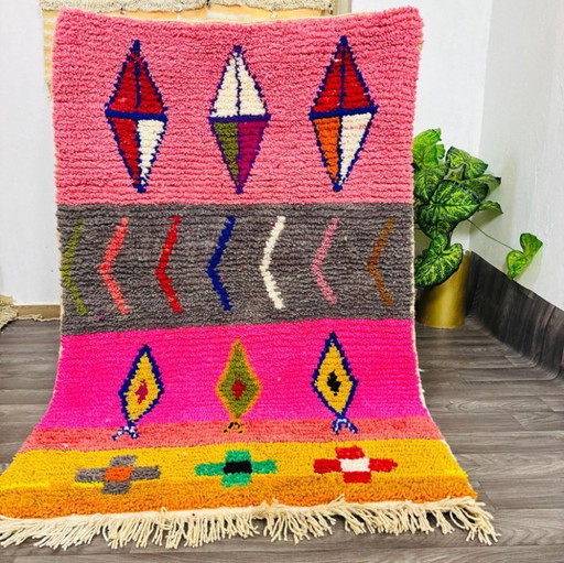 Alfombra marroquí hecha a mano de 250 cm x 150 cm.