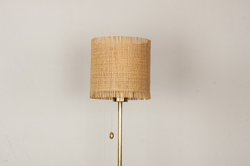 Swedish brass floor lamp, cast-iron base, model G 019 by Bergboms 1960.
