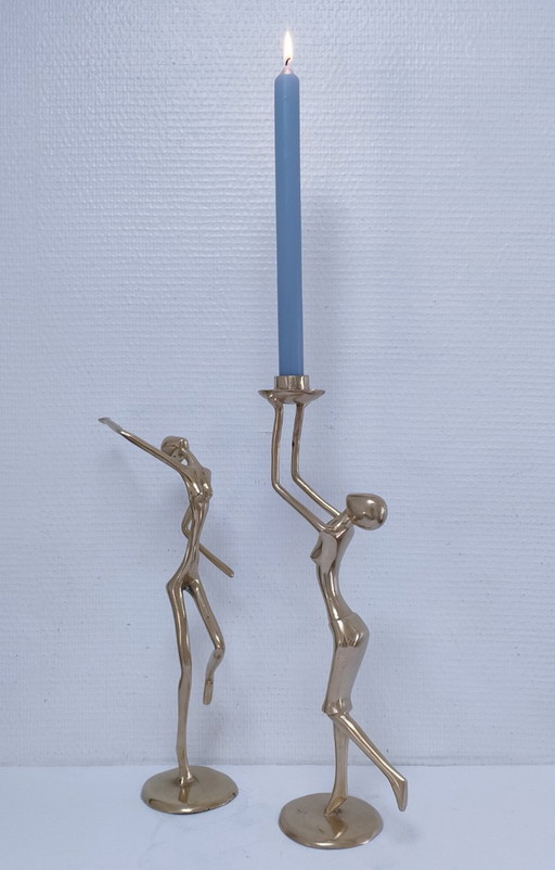 Candeliere scultoreo vintage in bronzo dorato e bronzo dorato – kandelaars en kaarsen, Bronze (photo 2 of 9)
