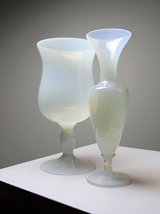 Duo de vases opaline bulle de savon vintage
