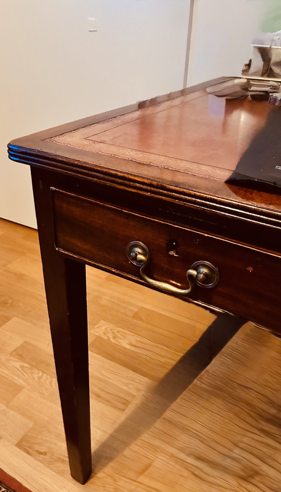 Image 1 of Mahogany pedestal desk, handmade in Victorian style