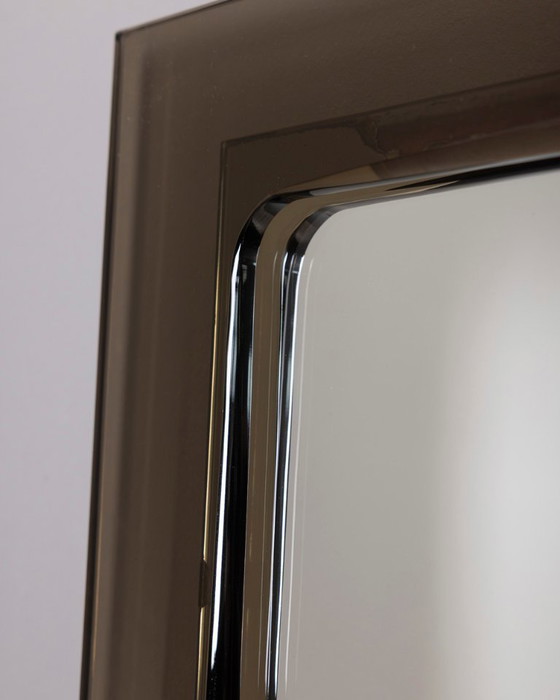 Image 1 of Miroir mural vintage des années 1970 en verre fumé, design italien