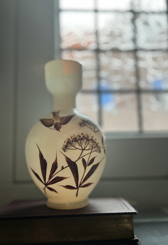 Image 1 of Hand-blown vintage vase 2x Japanese opal glass