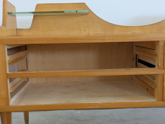 Image 1 of Commode - Laiton, verre, bois - Commode et table de chevet