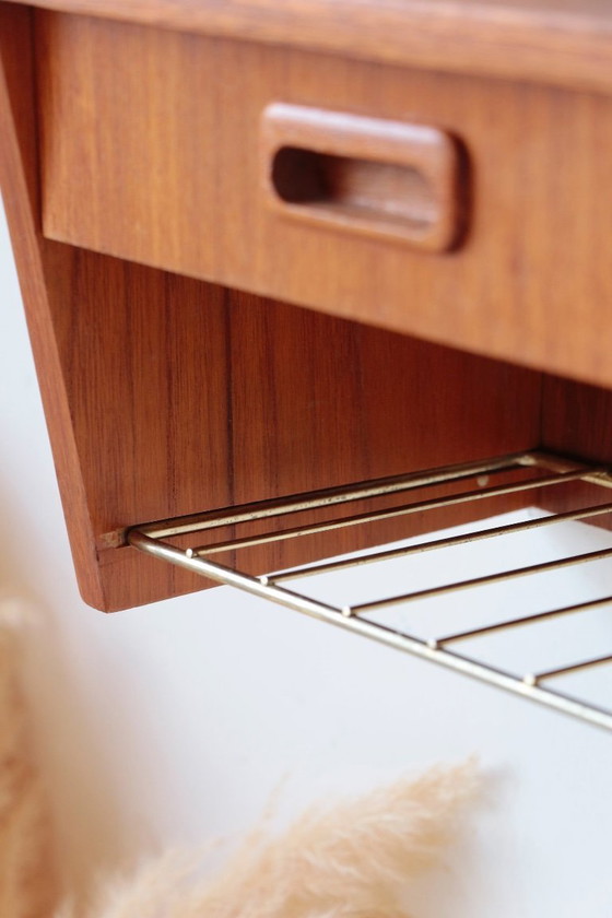 Image 1 of Vintage Swedish teak wall console – 1950s design