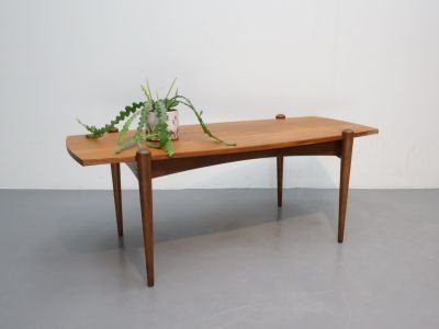 Vintage Coffee table / teak Formica / oval / reversible top – Mid Century Modern (photo 5 of 5)