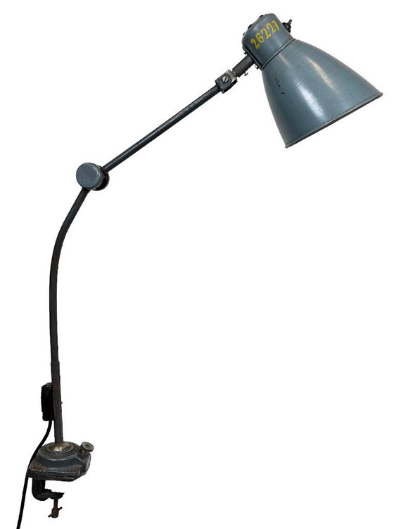 Image 1 of Large Grey Industrial Workshop Table Lamp, 1960s