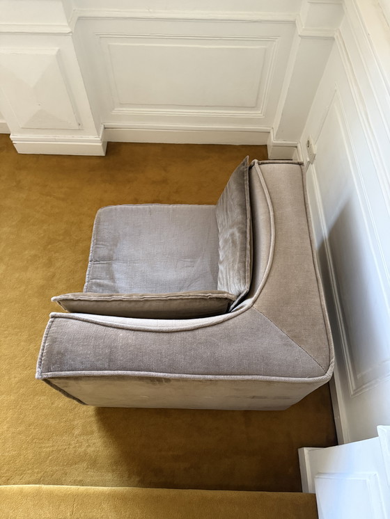 Image 1 of Modular vintage design sofa in brown velvet – 1970s Italian