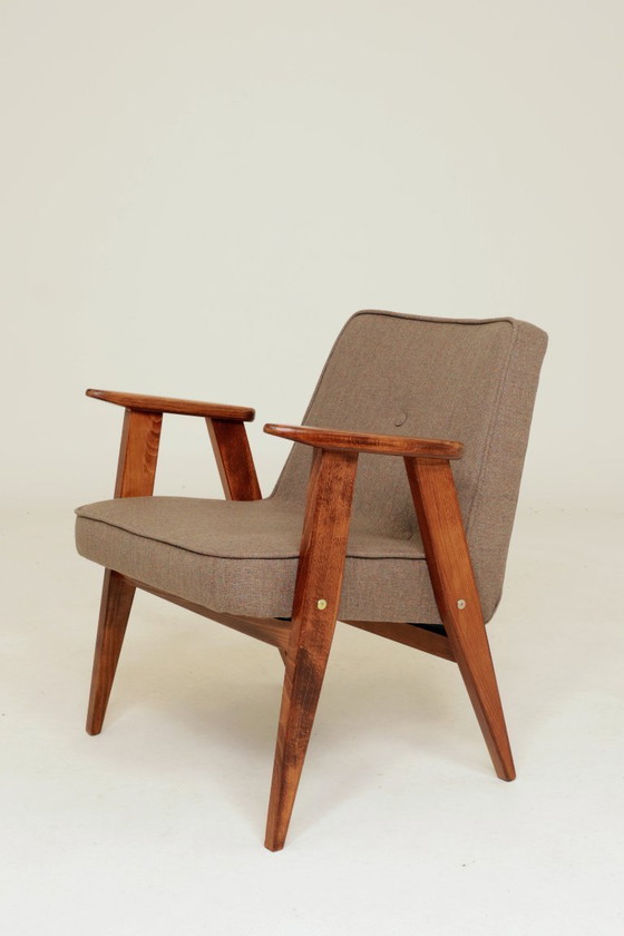 Image 1 of Paire de fauteuils lounge vintage, revêtement taupe chiné confetti, fauteuils rénovés