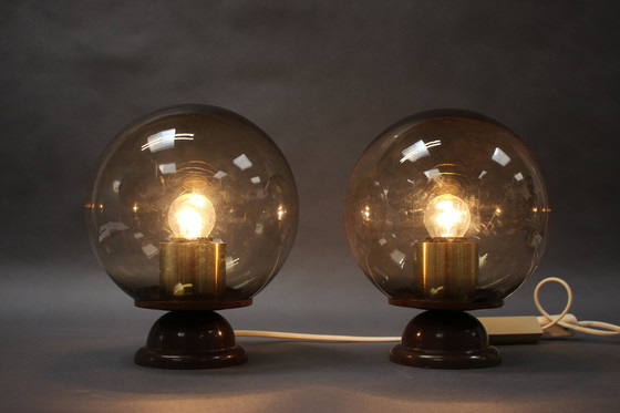 Image 1 of Ensemble de 2 lampes de table en plastique, Tchécoslovaquie, années 1970