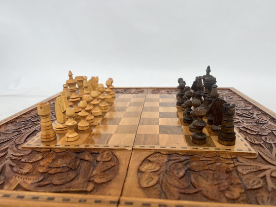 Antique Handmade Chessboard – Decoration, Wood, Brass (photo 7 of 10)
