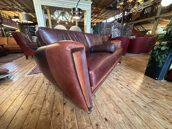 Image 1 of Art-Deco-Sofa mit Nackenstütze von Mol & Geurts aus Leder