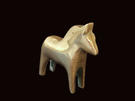 Cheval suédois en laiton - Rare - Années 70, Sculptures, Doré (photo 4 sur 9)