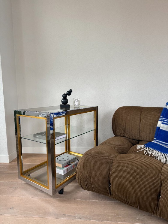 Image 1 of Carrello, carrello di servizio, vetro ottone cromato italiano Renato Zevi