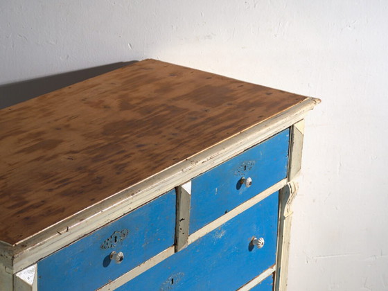 Antique painted chest of drawers in pine – Central Europe, circa 1890 – Ceramic (photo 21 of 40)