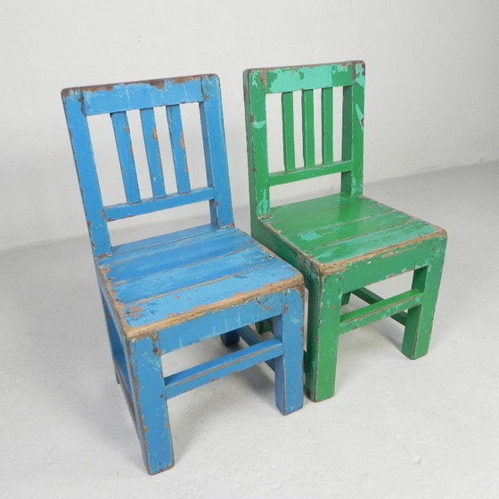 Image 1 of Set van 2 vintage kinderstoelen, jaren '50