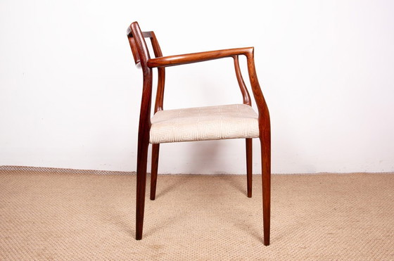 Image 1 of Fauteuil Danois en Palissandre et tissu, modèle 64 par Niels Otto Moller pour Moller’s Mobelfabrik 1960.