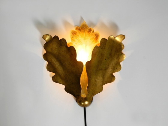 Image 1 of Prachtige, zeldzame vergulde glazen en metalen wandlamp van Banci Firenze, Italië.