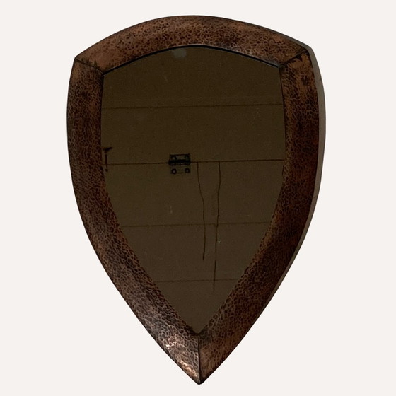 Image 1 of Brutalist Copper Hammered Triangle Mirror, 1920S