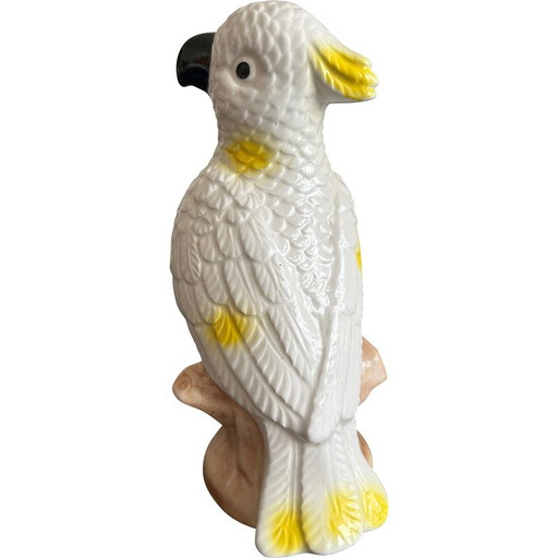 Vintage enameled ceramic parrot, 1970