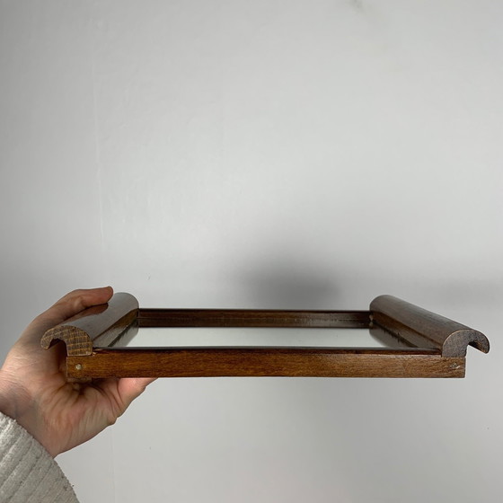 Image 1 of Petit plateau et miroir en bois, 1930-60