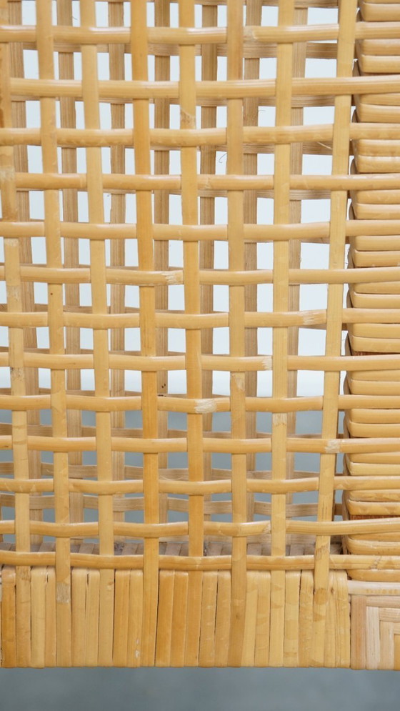 Image 1 of 6 x Sedia da pranzo in legno dal design Art Déco con seduta e schienale in vimini